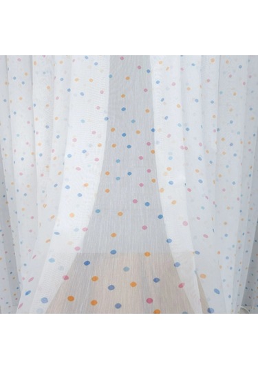 Caserta Home Point Çocuk Odası 4 Renkli Noktalı Puantiyeli Tül Perde