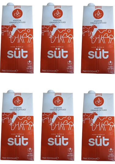 Atatürk Orman Çiftliği %3 Yağlı Süt 1 Lt X 6 Adet
