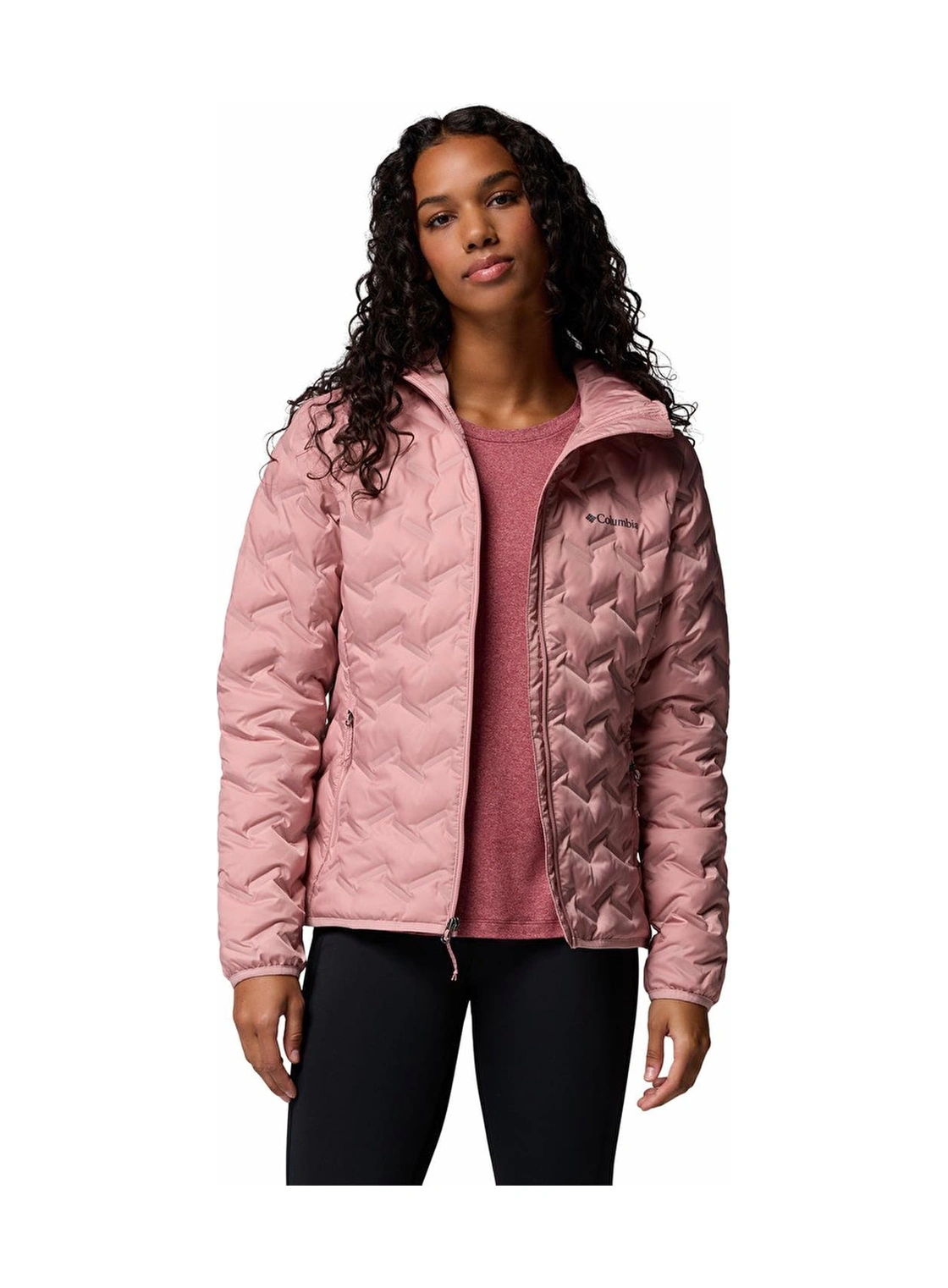 Columbia Wk2769 Delta Ridge Iı Down Hooded Jacket Kadın Mont-30844 Pembe