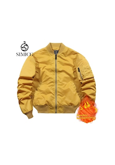 Pamuklu Dolgulu Erkek Bomber Ceket Sarı