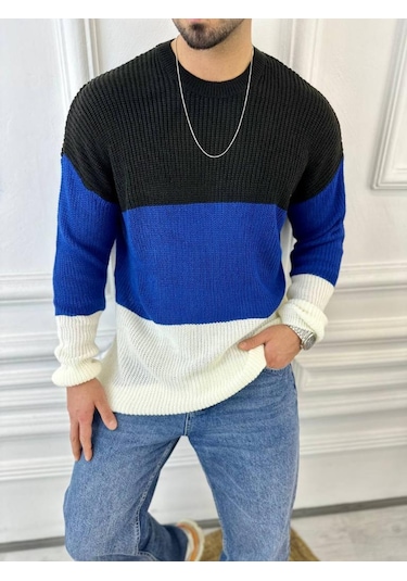 Kazak Oversize Tüylenmez Naturel Pamuk Örme Triko Kazak Beyaz