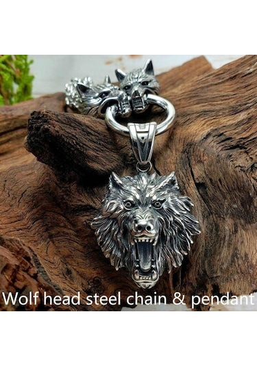 Vintage Gotik 316l Paslanmaz Çelik İskandinav Viking Odin Kurt Başkanı Kolye Ve Fenrir Kurt Erkek Muska Kurt Çelik Kolye 56458297 Çok Renkli
