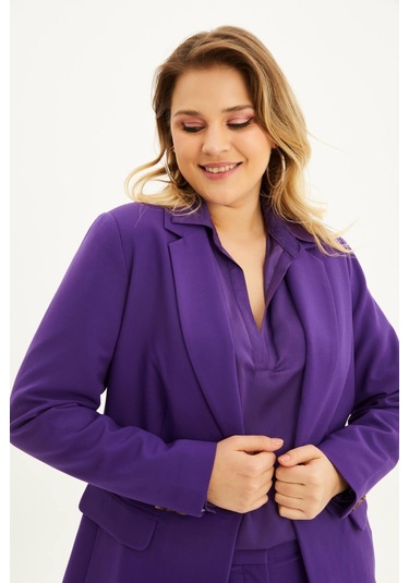 Astarlı Blazer Ceket - Mor