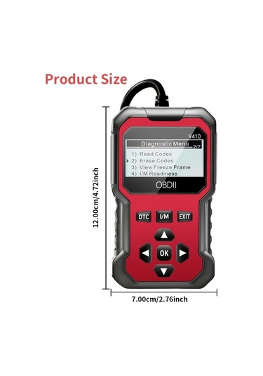 Boatshop1 V410 Obd2 Tarayıcı Teşhis Aracı Kırmızı Tek Boyut Arabalar Kamyonlar 1996 Motor Işık Kontrol Pil Gerilim Testi Gerçek Zamanlı Veri Akışı