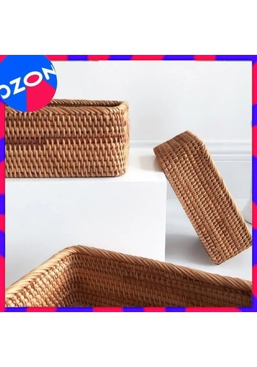 Qingmipy El Örgüsü Vintage Sepet - 20x14 Cm - Çay, Kuruyemiş Ve Takılar İçin Şık Depolama Kahverengi