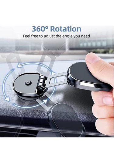 Yaozixa Siyah Magnetik Araç Telefon Tutucu, 360 Derece Ayarlanabilir, Katlanabilir, Sağlam Tutma, Ev/araç/ofis Kullanıma Uygun, 2 Demir Levha Ve 1 Adet Ek Zımba İle GÜMÜŞ