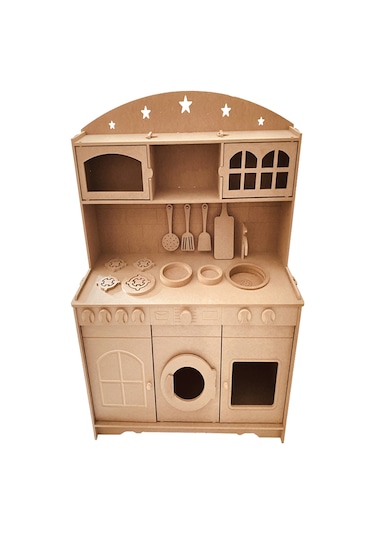 Mutfak Montessori Boyanabilir Büyük Boy Oyuncak Set + 2 Adet Boya ve Fırça VEYA Önlük