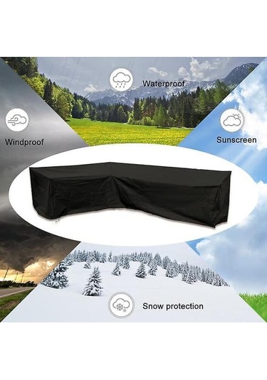 Ağır Hizmet Tipi Açık Kanepe Kapak, 100% Su Geçirmez 600d Teras Kanepe Kapak, Bahçe Veranda Mobilya Kapak L Şekli 215 215 87 Cm Altın