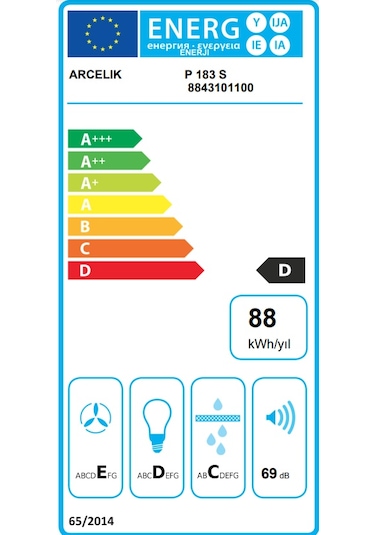 Arçelik P 183 S Aspiratör Siyah