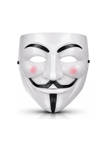 V Mask Premium Vendetta Beyaz Maske Guy Fawkes Stil Standart