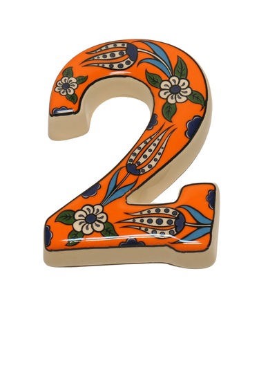 Seramik Kapı Adres Numaraları (0-9) Turuncu Lale Desen