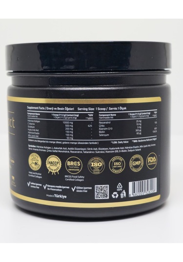 Dr. Sammy's Kolajen 10.000 Mg Tip 1-3 %100 Saf Patentli Hidrolize Sığır Kolajeni, 150mg Hyaluronik Asit, 500 Mg Vitamin C, 200 Mg Glutatyon, 25mg Resveratrol, 100 Mg Elastin, Core 15 Diyet Takviyesi