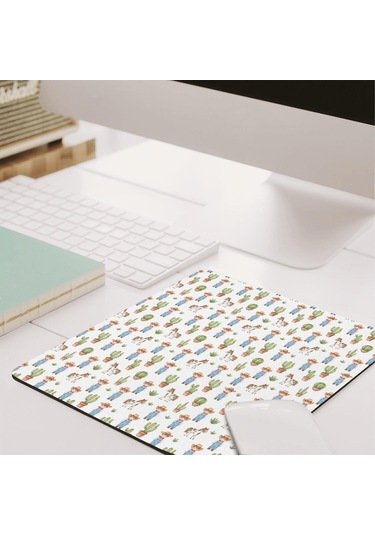 Horse Temalı Mouse Pad, Dikişli Kenar, Pürüzsüz Doku, Su Geçirmez Kaymaz Kauçuk Taban, 20x22.5cm-a6