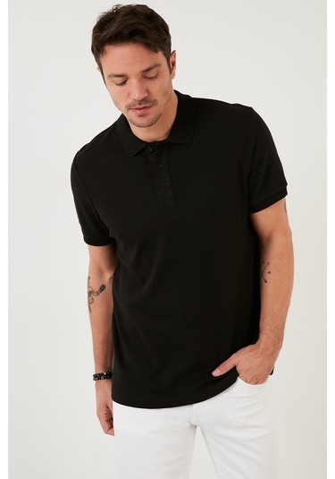 Buratti Pamuklu Regular Fit Düğmeli Erkek Polo Yaka T Shirt 5902281 Siyah