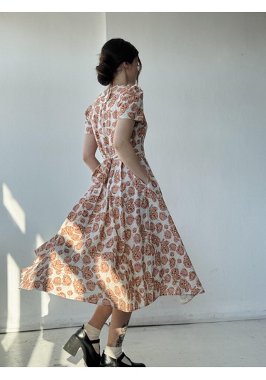 Retrobird Tasarım Matilda Uzun Elbise Kadın Somon-13836 Somon