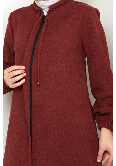 Şönil Gizli Fermuarlı Ferace 1628 - Bordo Bordo