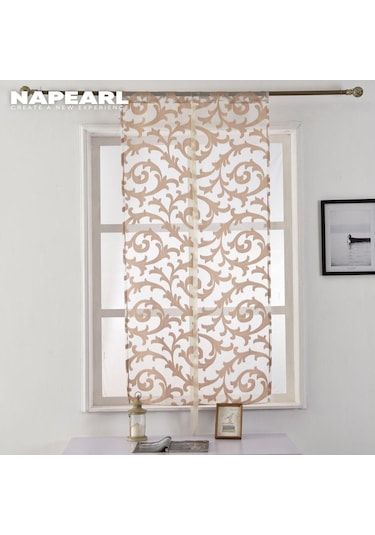 Krem 1 Pc Napearl Avrupa Tarzı Moda Çiçek Pencere Ev Mutfak Jakarlı Kumaş Tül Perde 1pc W80cm X L220cm Krem