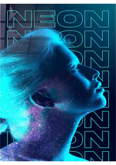 Neon Kadın Cam Tablo Hediyelik, Dekoratif, Ofis, Mutfak