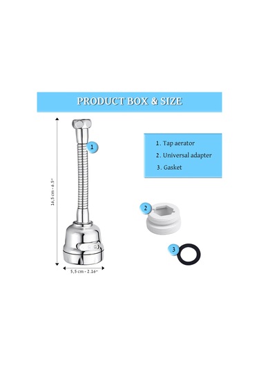 Whipwell Havalandırıcı Mutfak Musluğu 3 Modlu Su Çıkışı Uzatma Gümüş