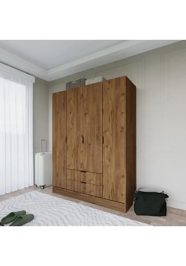 Atlas 4 Kapılı 2 Çekmeceli Gardırop Atlantik Çam