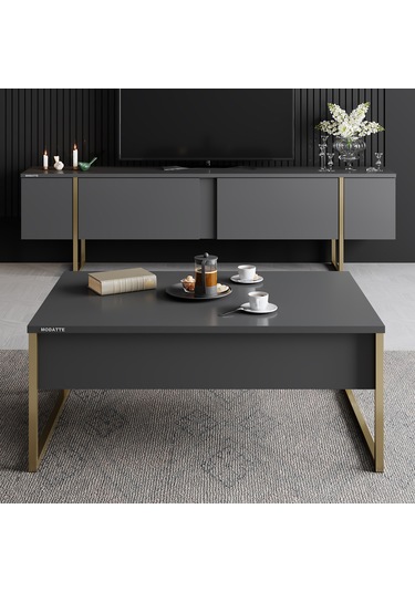 Luxe Gold Demir Ayaklı Antrasit Orta Sehpa Antrasit - Gold