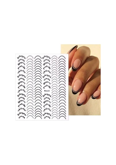 Oval Siyah French Tırnak Stıcker Wg625