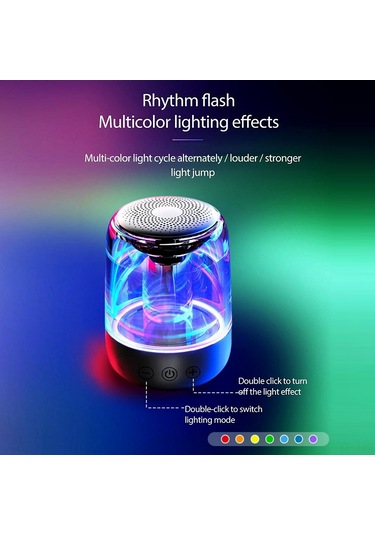 Maiyame C7 Siyah Taş Desenli Bluetooth Hoparlör: Led Işıklar, 1000mah Batarya, 360 Ses, Tf Kart Desteği, Taşınabilir Outdoor Muzik Çalar