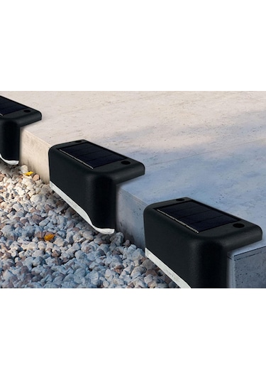 Solar Güneş Enerjili Şarj Edilen Köşebent Merdiven Bahçe Led Lamba 4 Adet