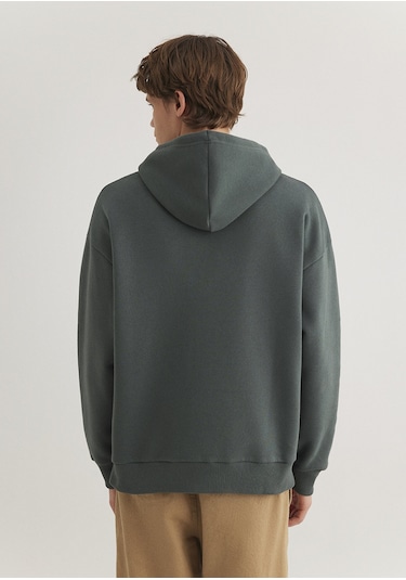 Mavi - Mavi Logo Baskılı Kapüşonlu Yeşil Sweatshirt 067149-71598 Yeşil