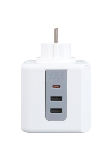 Vea Ve-23089 Beyaz Grup Priz 3'lü 2x Usb 1x Type-c Çoçuk Ve Termal Korumalı
