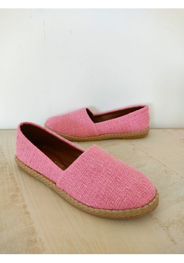 Keten Pembe Hasır Detaylı Kadın Espadril Pembe