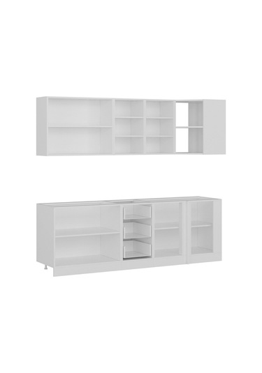 Minar 240cm Köşe Mutfak Dolabı - Beyaz/dore K240-d4