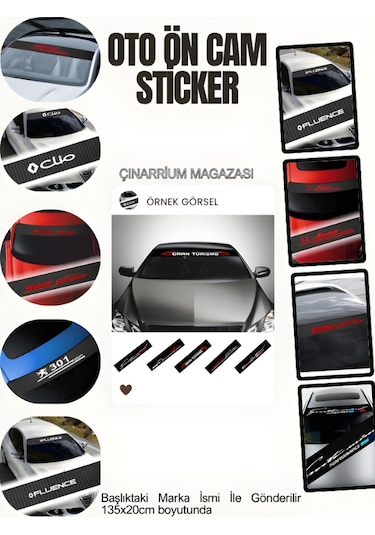 Skoda Kamiq Oto Ön Cam Kaliteli Sticker Yerli Üretim 135x20 Karbon