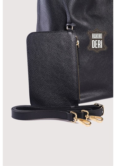 Hakiki Deri Kadın Omuz Çantası Siyah Smr9199 Siyah