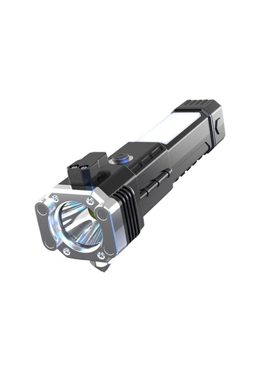 Taşınabilir Led Çok Fonksiyonlu Çalışma Işığı Güç Bankası Acil Durumlar Güvenlik Çekiç Su Geçirmez El Feneri - Gümüş