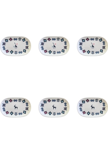 Porser Porselen Hitit Oval Kayık Tabak Takımı 20x13cm 6 Parça Tvl6okyprs1229 Çok Renkli