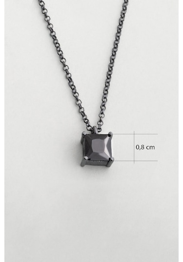 So Chıc... Zirkonu Taşlı Siyah Rodyum Kaplama 60 Cm Gümüş Erkek Kolye Siyah