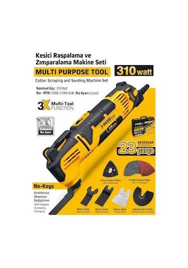 Sgs 5255 310 W Multi-Tools Kesici + Raspalama Makinesi