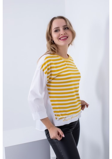 Cliche Kadın, Etek Ucu Ve Arkası Baskılı, Sweatshirt. Çok Renkli