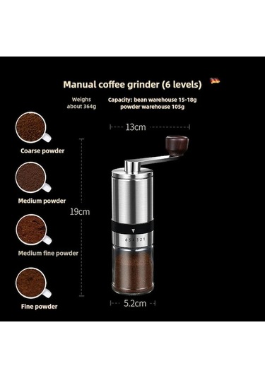 Trendooze El Çalıştırmalı Kahve Öğütücü - Siyah, Kompakt Tasarım Siyah