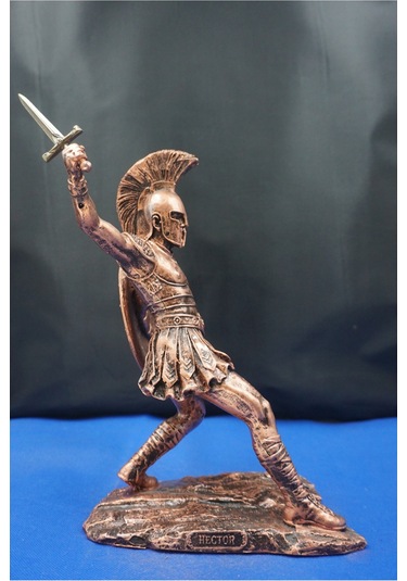 Roma Askeri Hector Mitolojik Tasarım Ev Ofis Dekoratif Hediyelik Aksesuar 19 Cm Bakır