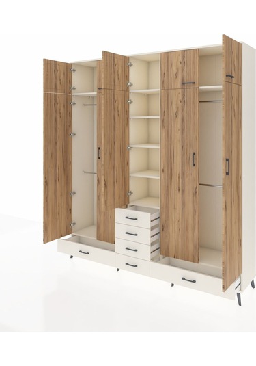 Hyperion Dolap 6 Raflı 6 Çekmeceli 4 Askılı 220x44x243 Aytaşı-çam/aytaşı Atlas Çam/aytası