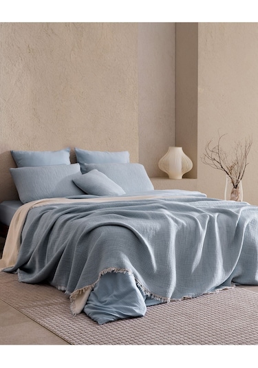 Madame Coco Pivoine 8 Parça Çeyiz Açık Mavi - Ekru