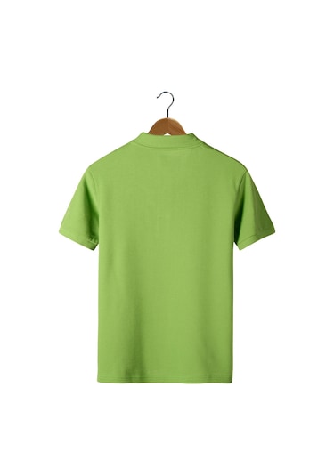 Erkek Çimen Yeşil Slim Fit Polo Yaka T-shirt Çimen Yeşil