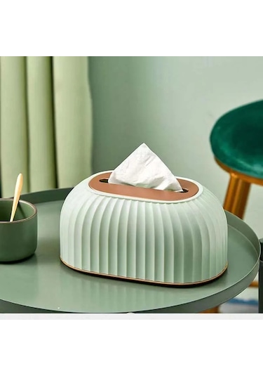 Koyu Yeşil-lüks İskandinav Çizgili Doku Kutusu Tutucu Yüksek Dereceli Tuvalet Kağıdı Kutusu Masa Peçete Tutucu Araba Kağıt Mendil Ev Dekorasyon