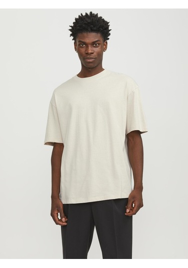 Jack&Jones Jjebradley Geniş Kesim Tişört 12249319 Bej