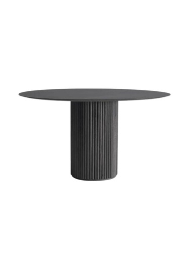 Breeze Yuvarlak Ahşap Bohem Masa 120x120 Siyah