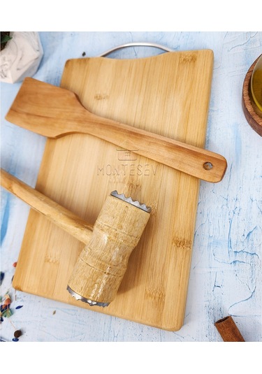 3 Lü Et Döveceği Seti Et Dövücü Kesme Tahtası Ve Spatula