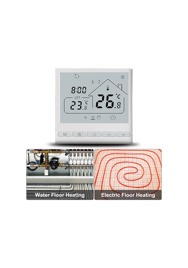 Kangvka Beyaz 3a Su Isıtma İçin Akıllı Termostat, 5+2 Haftalık Programlama, Led Ekranlı, 0-45 C, Ac 108-260v Kontrol Cihazı