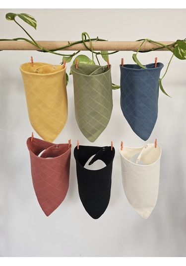 6 Adet Pamuklu Çift Katlı Çıtçıtlı Müslin Salya Önlük & Fular Çok Renkli